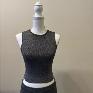 Gray Sleeveless Knit Skirt Set
